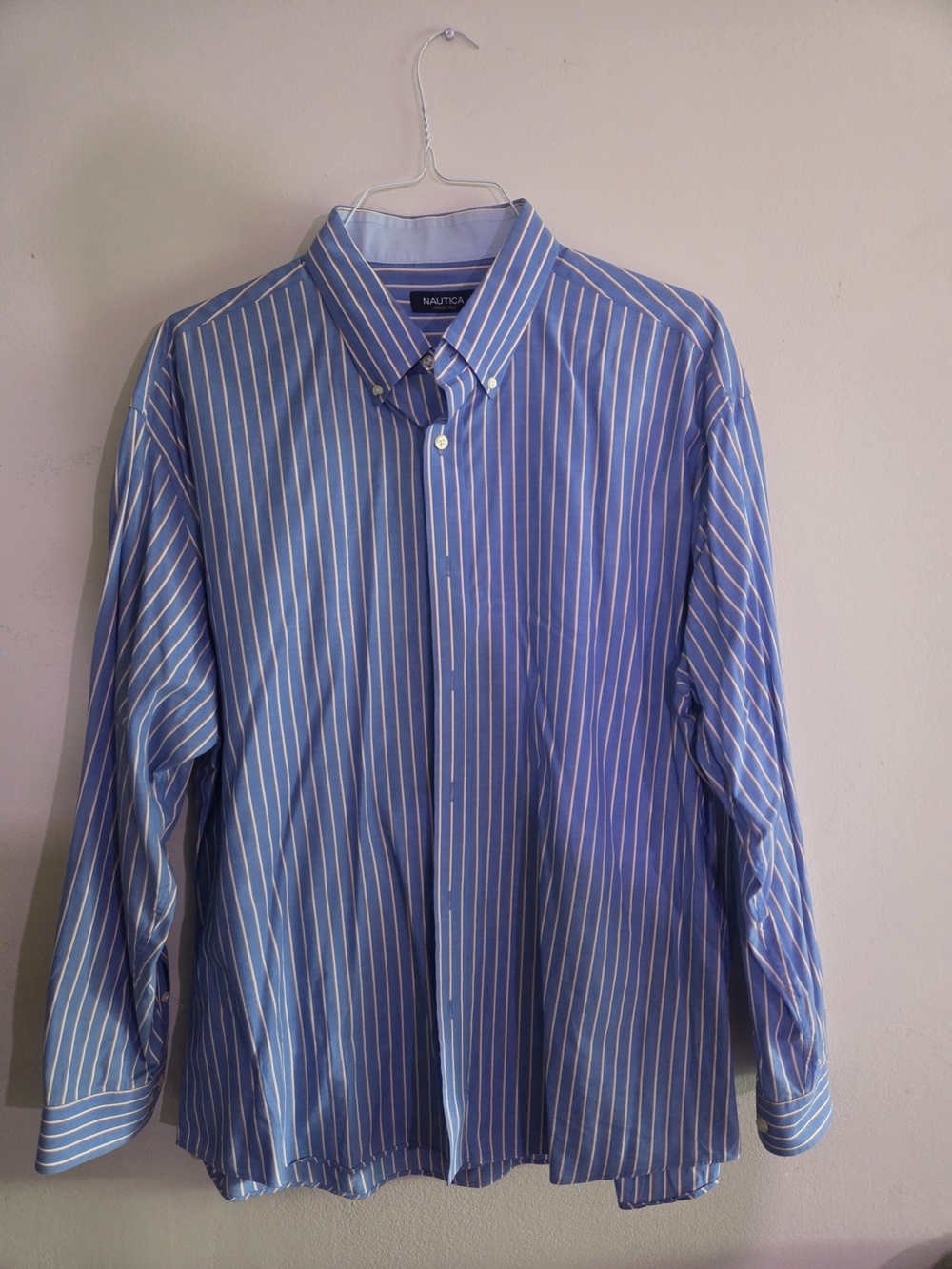 Nautica Men’s Blue Striped Button-Down Shirt